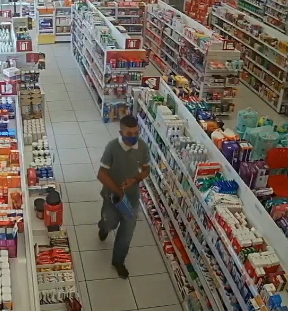Polícia Civil divulga imagens de suspeito de roubos em farmácias de Aracaju