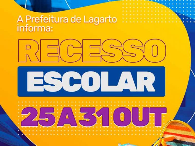 Prefeitura estará em recesso escolar entre os dias 25 e 31 de outubro