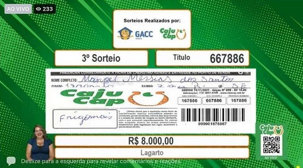 Lagarto: Morador do povoado Pururuca ganha R$ 8 mil no Cajucap