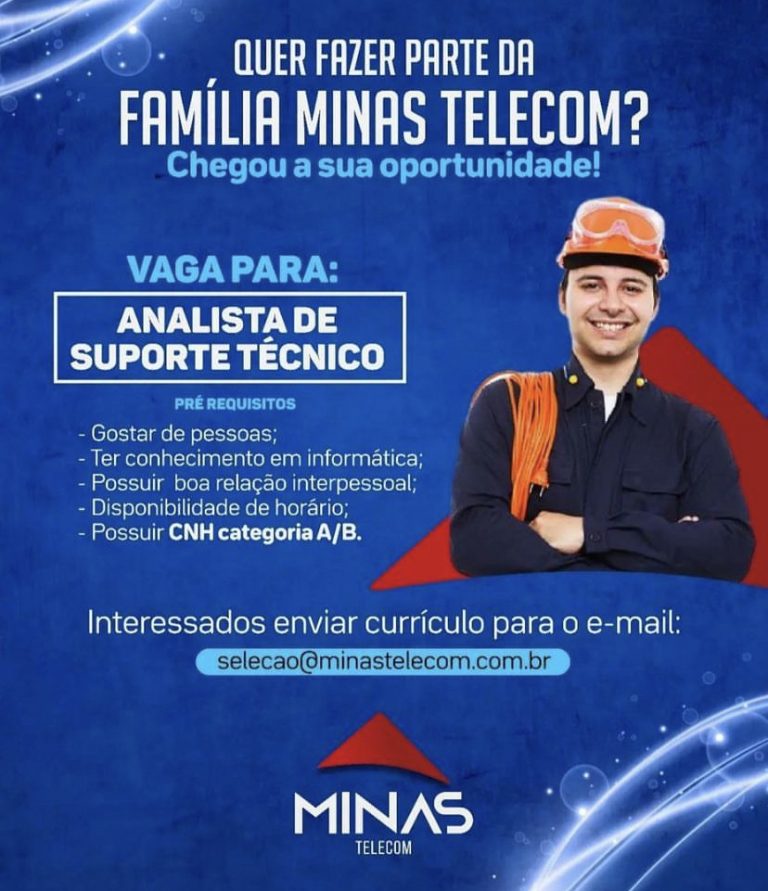 Minas Telecom abre vagas de trabalho em Lagarto e mais cinco municípios