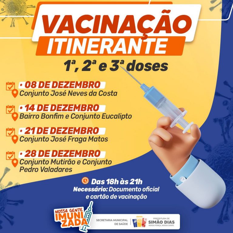 Prefeitura de Simão Dias inicia Vacinação Itinerante contra Covid-19