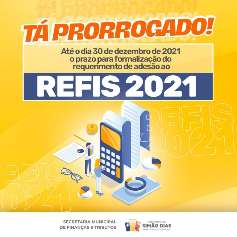 Prefeitura de Simão Dias prorroga o prazo para adesão ao REFIS 2021