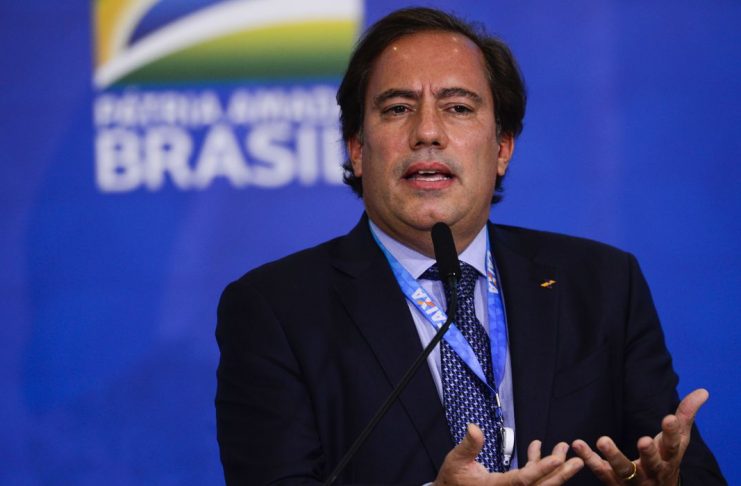 O presidente da Caixa, Pedro Guimarães, durante a cerimônia de anúncio de contratos de patrocínio da Caixa e das Loterias Caixa com as confederações brasileiras de Atletismo, de Ginástica e de Skate e com o Comitê Paralímpico Brasileiro.