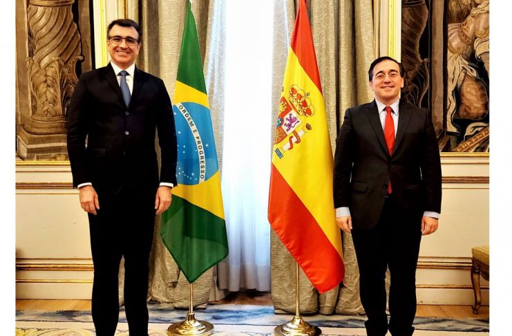 O Ministro Carlos França/o chanceler espanhol, José Manuel Albares, em Madri.