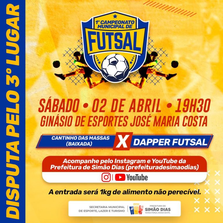 Final do 1º Campeonato de Futsal de Simão Dias será neste sábado, 2