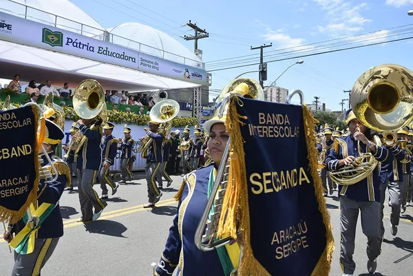 SecBanda de Sergipe durante desfile — Foto: Seduc/Arquivo