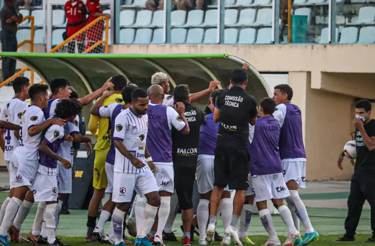 Falcon x Confiança; Jogadores do Carcará comemoram vaga na final do Campeonato Sergipano — Foto: Emerson Pereira/Falcon FC