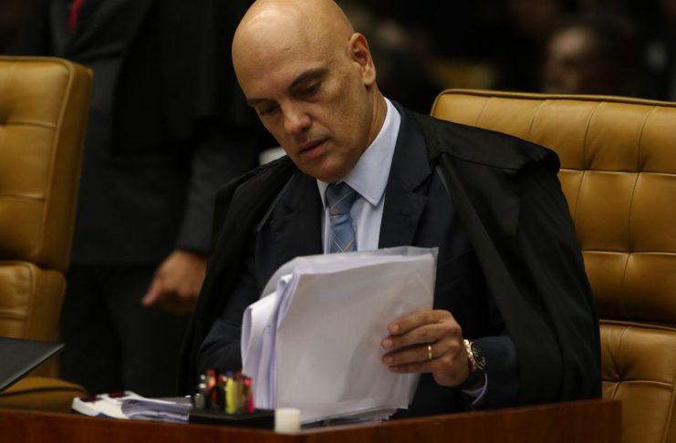 O ministro Alexandre de Moraes, durante sessão de julgamento sobre limite para compartilhamento de dados fiscais