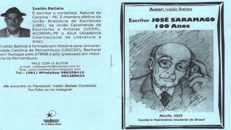 Ivaldo Batista publica cordel em homenagem ao escritor  José Saramago