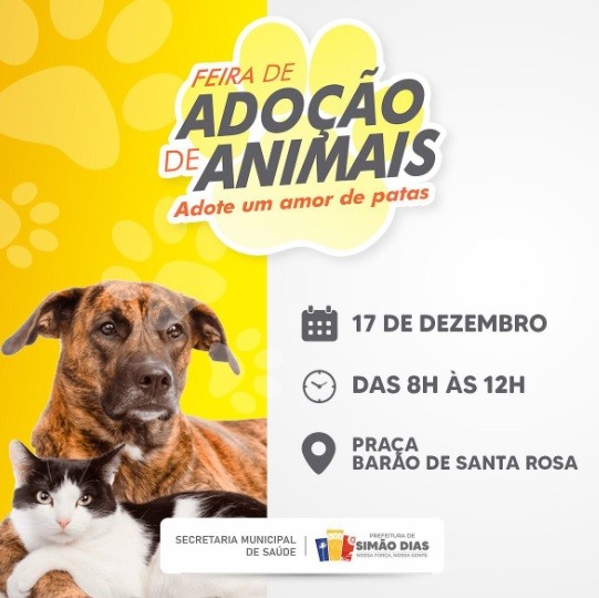 Simão Dias realiza feira de adoção de animais neste fim de semana