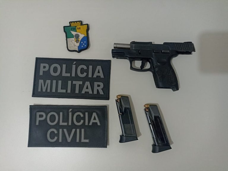 PC e PM prendem suspeito por porte ilegal de arma de fogo em Lagarto