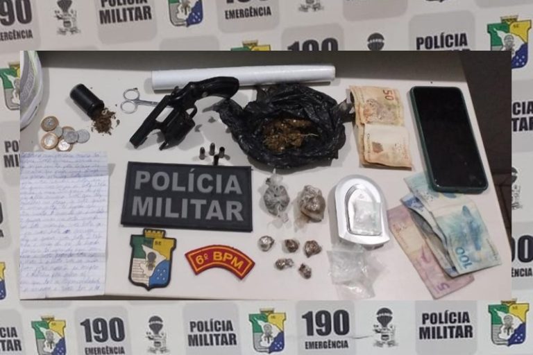 Polícia Militar apreende arma e drogas com traficante em Salgado