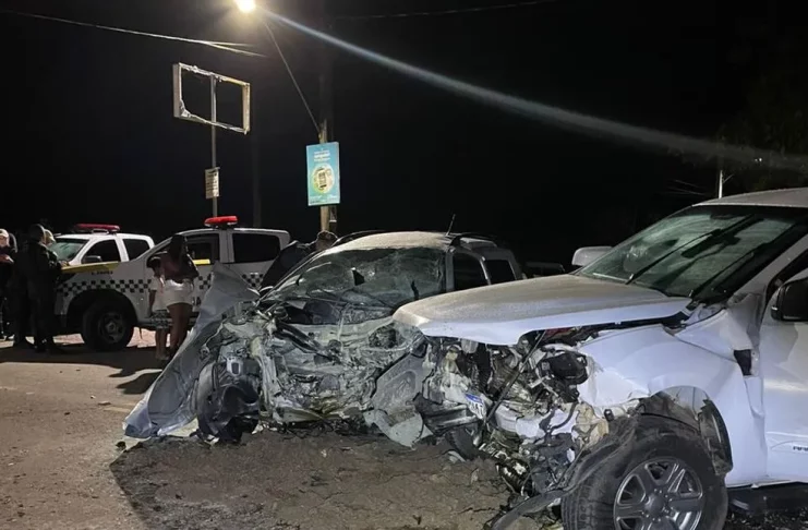 Colisão entre dois veículos registrada em São Cristóvão (SE) — Foto: BPRV