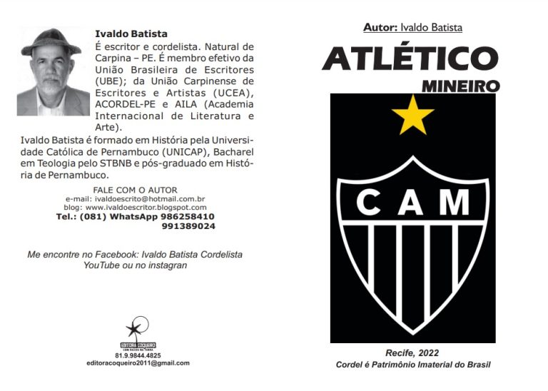 Cordelista Ivaldo Batista publica homenagem ao Atlético Mineiro