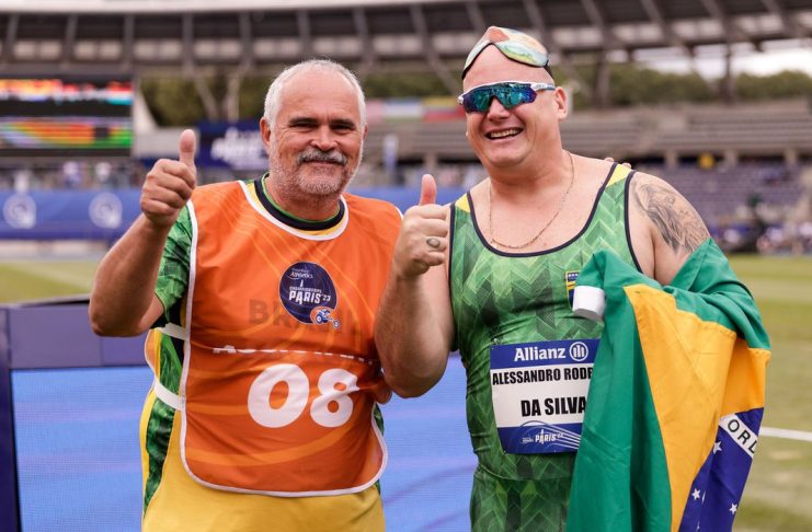 Brasília (DF) 15/07/2023 O paulista Alessandro Silva conquistou o tricampeonato mundial na prova do lançamento de disco da classe F11 (cegos) na madrugada deste sábado no torneio disputado em Paris (França). Foto Divulgação