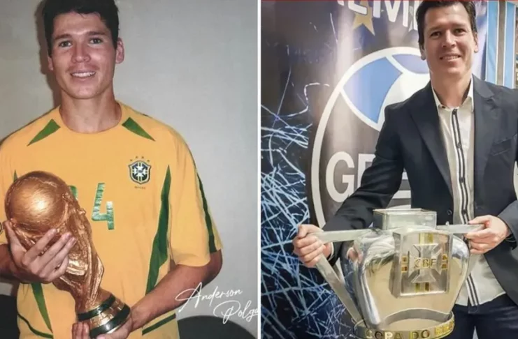 Anderson Polga foi titular da Seleção Brasileira na conquista do Penta e jogou no Grêmio — Foto: Reprodução/Redes sociais