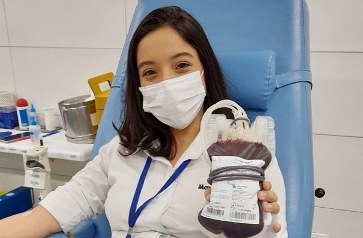 Doadora Maria Luiza fez sua primeira doação no Junho Vermelho/ Foto: Ascom SES