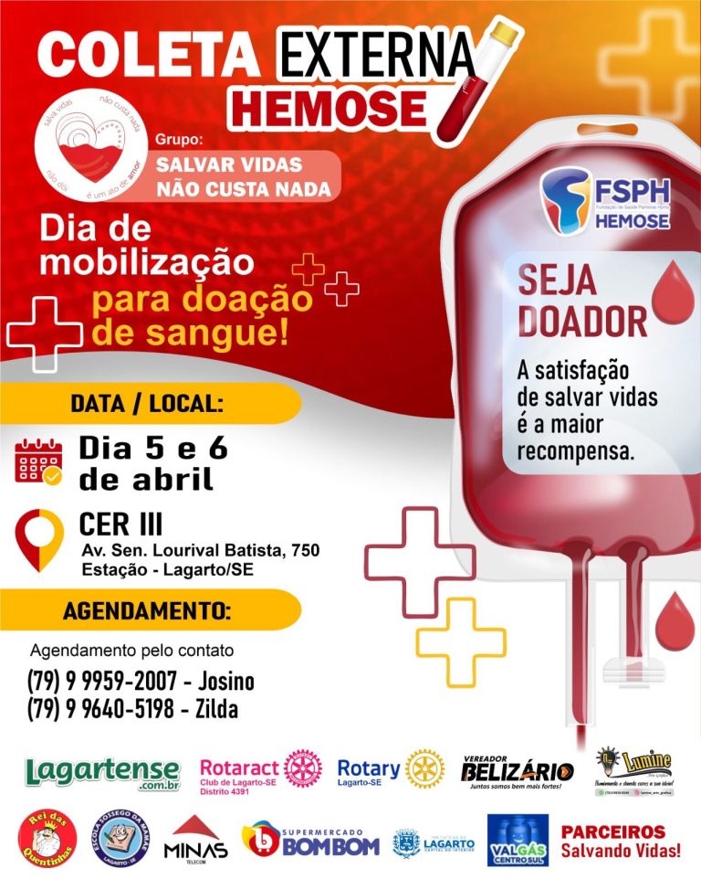 Hemose promove campanha de coleta externa de sangue em Lagarto