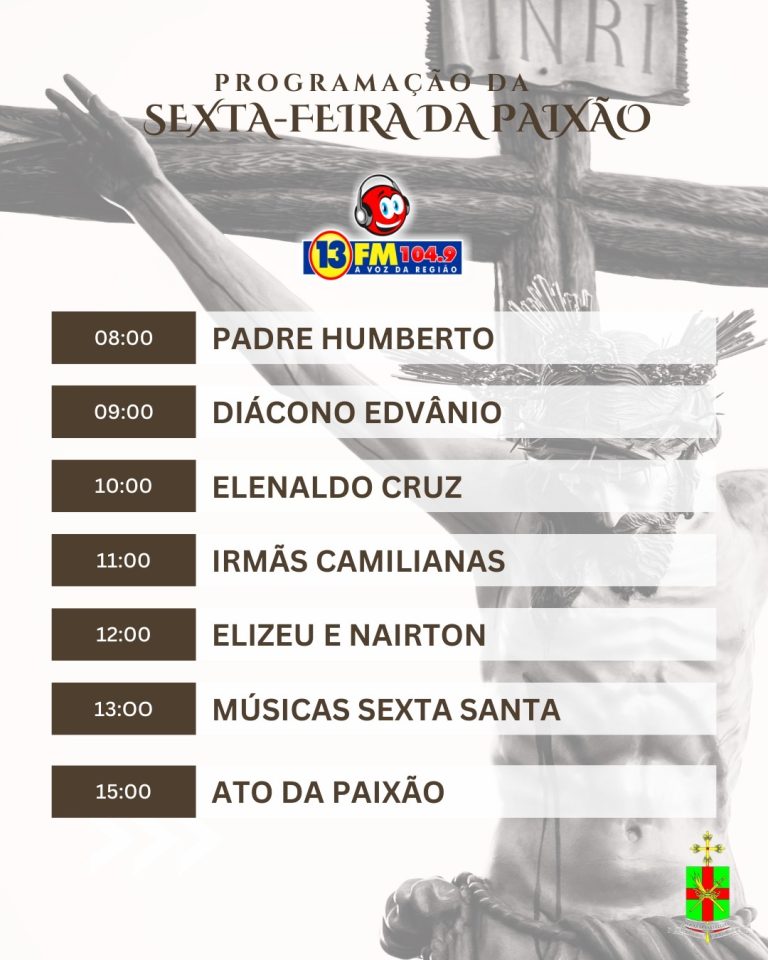 Paróquia Santa Luzia do 13 e Rádio FM-104, 7 divulgam programação da Sexta-feira da Paixão
