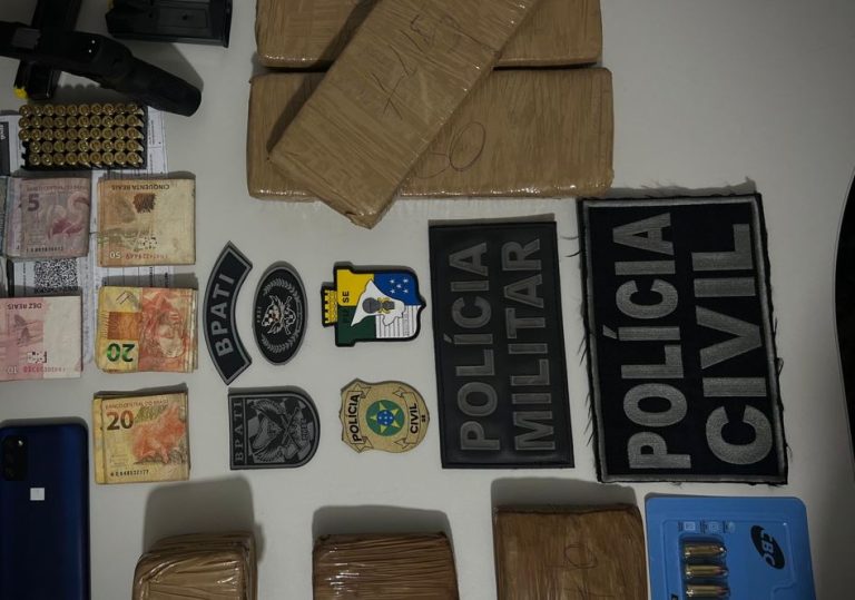 Polícia prende homem e mulher durante operação contra o tráfico de drogas em Lagarto