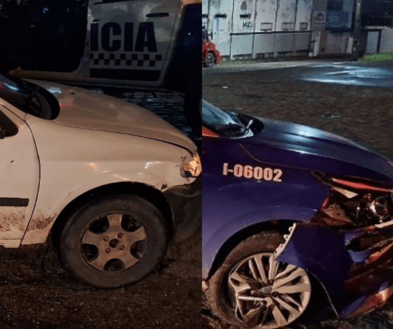 Carro colide frontalmente com viatura da Polícia Militar em Salgado