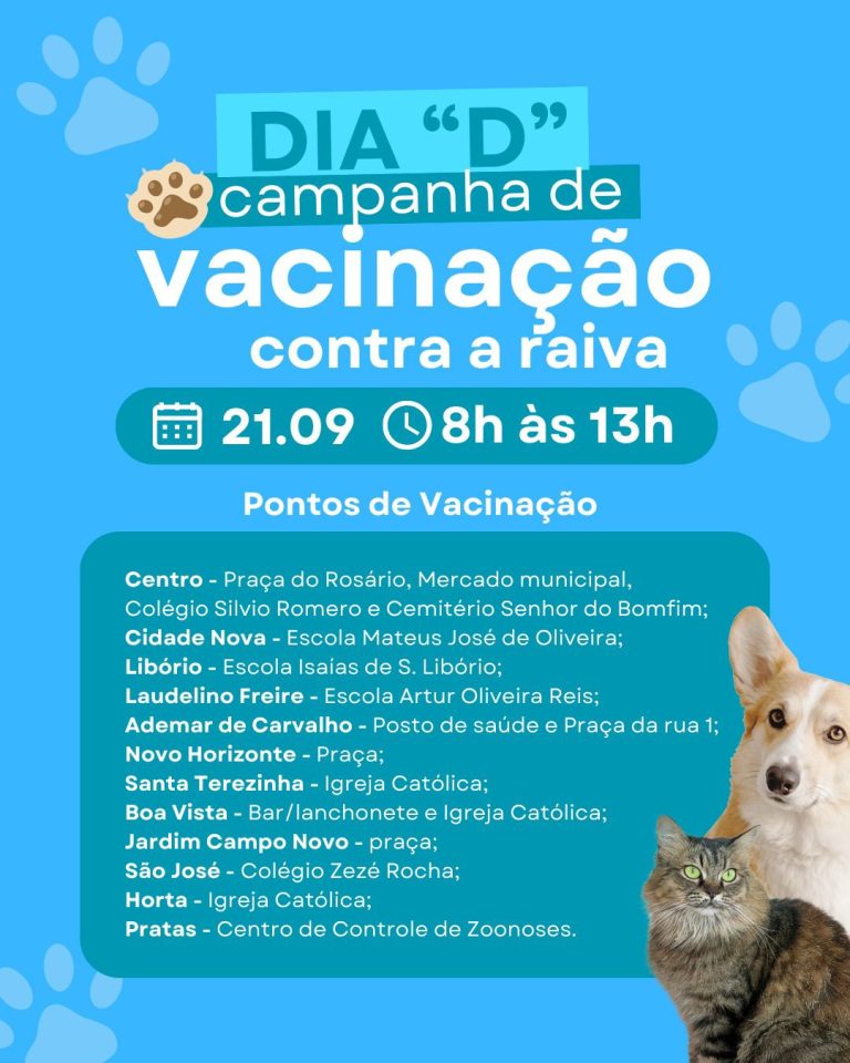 Campanha de Vacinação Antirrábica em Lagarto: Dia D Neste Sábado, 21 de Setembro