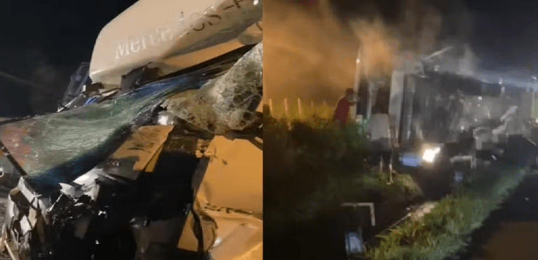 Caminhão e carreta colidem e deixam motoristas feridos em Umbaúba