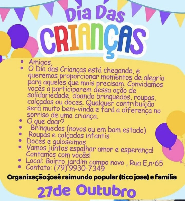 Lagartense promove campanha de arrecadação para festa das crianças