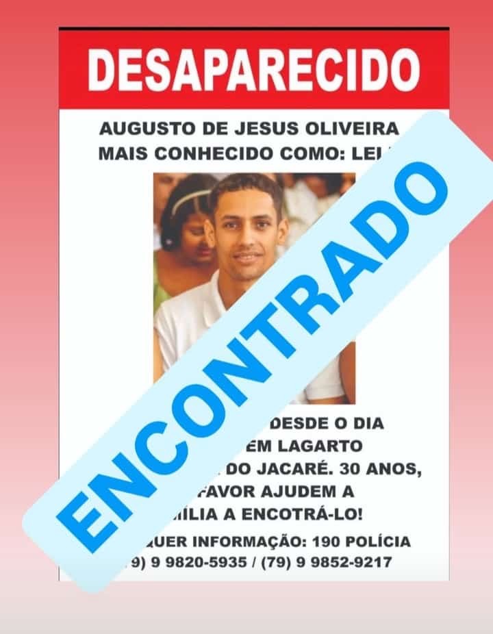 Jovem é localizado após dias de desaparecimento em Lagarto