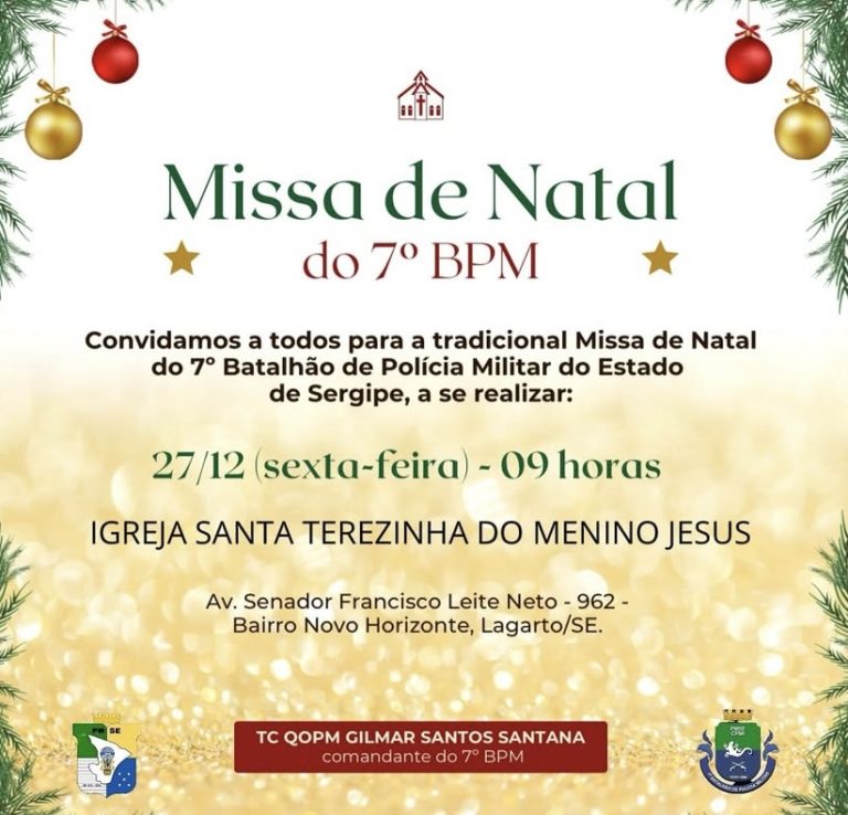 Missa de Natal do 7º BPM acontecerá na próxima sexta-feira, 27