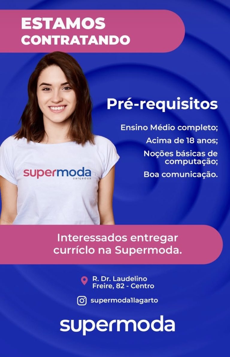 Supermoda Lagarto anuncia nova vaga de emprego