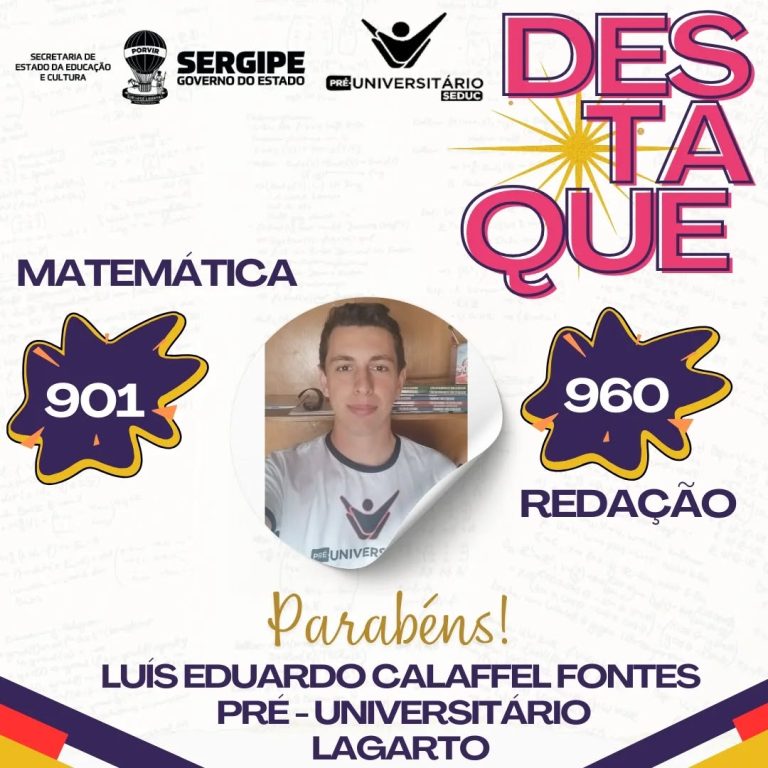 Aluno do Pré-Universitário de Lagarto é aprovado em Medicina na UFS