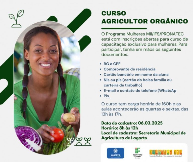 Prefeitura anuncia Curso de Agricultor Orgânico para mulheres de Lagarto