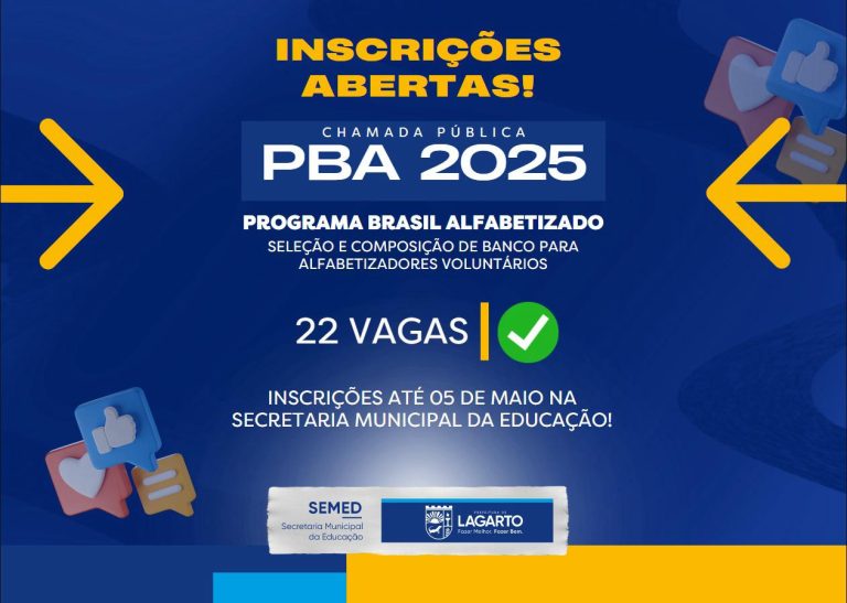 Lagarto: Educação abre inscrições para alfabetizadores voluntários do Brasil Alfabetizado