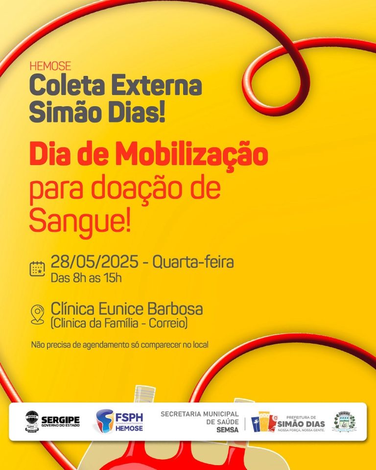 Hemose realizará coleta externa de sangue em Simão Dias