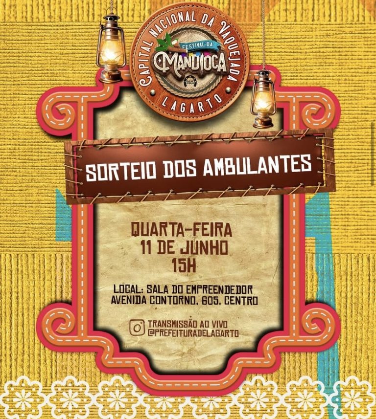 Festival da Mandioca 2025: Prefeitura de Lagarto realiza sorteio dos ambulantes nesta quarta, 11