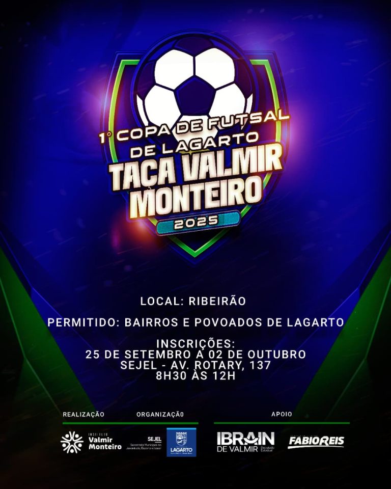 Inscrições abertas para 1ª Copa de Futsal de Lagarto