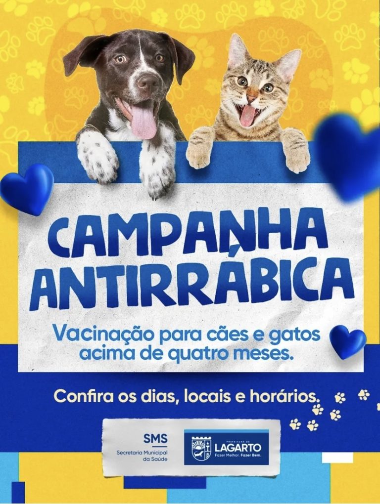 Prefeitura de Lagarto divulga programação da Vacinação Antirrábica