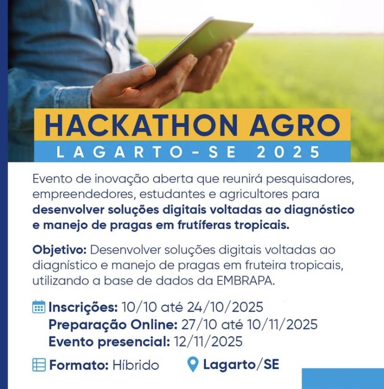 Inscrições abertas para o Hackathon Agro Lagarto 2025