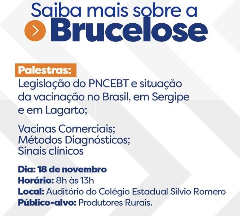 Prefeitura de Lagarto convida produtores rurais para palestra sobre Brucelose