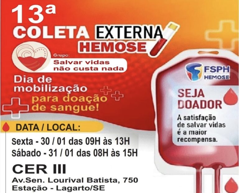 Lagarto sediará 13ª coleta externa de sangue do HEMOSE