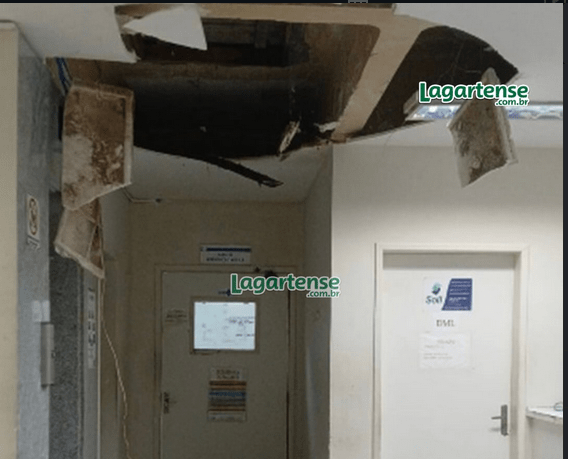 Teto de ala do Hospital Universitário  de Aracaju desaba parcialmente