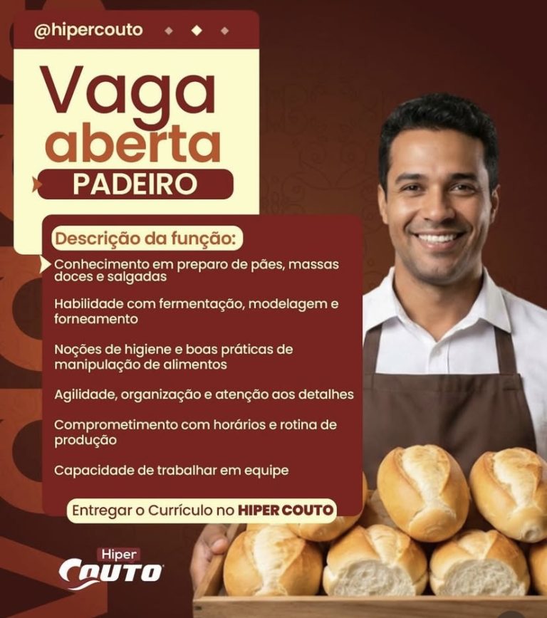 Hiper Couto anuncia nova vaga de emprego em Lagarto