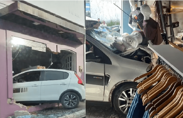 Motorista perde controle de carro e invade loja em Simão Dias