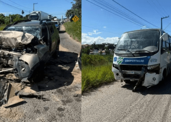 Acidente entre carro e micro-ônibus deixa um homem ferido