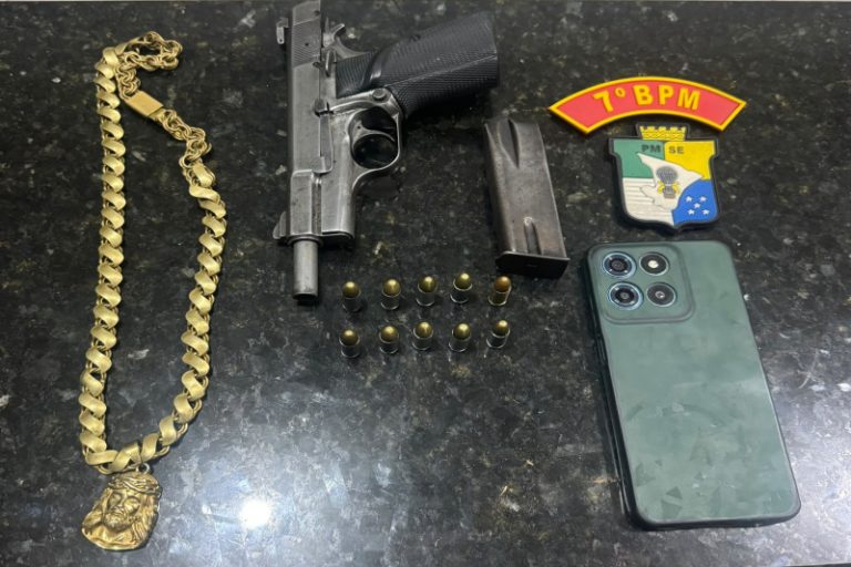 Polícia Militar apreende arma de fogo e prende dois suspeitos em Lagarto